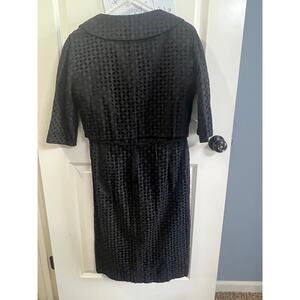 Vintage Black Eyelet Dress & Jacket Set Topaz Original Cutwork Lace 2 Piece